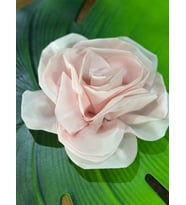 SATEN KABARTMA ÇİÇEK GİYİM DİKİŞ AKSESUARI ABİYE AKSESUARI ÇAP 22 CM (Açık Pembe)