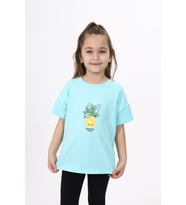 Toontoy Kız Çocuk Baskılı Tişört (Mint Yeşili)