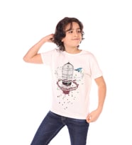 Toontoy Erkek Çocuk Kafes Baskılı Tişört (Ekru)