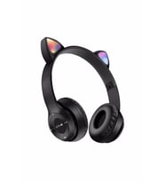 Pazariz P47m Kart Girişli Led Işıklı Kablosuz Bluetooth Kedi Kulaklık 5.0v (Siyah)