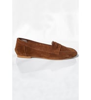 Kadın Hakiki Deri Kısa Dilli Süet Loafer (Taba)