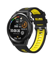 Amazfit Pace 1 / 2 Kordon Çift Renk Çizgili Band (Siyah-Sarı)