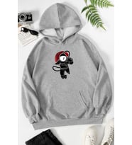 Unisex Astronot Baskılı Sweatshirt (Gri)