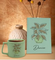 BK Gift Kişiye Özel İsimli Yeşil Sert Kapaklı Defter ve Middle Kupa Seti, Arkadaşa Hediye, Yeni İş Hediyesi, Doğum Günü Hediyesi-1 (Model 2)