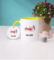 Avukat Kupa Bardak ve Anahtarlık İsme Özel Hediye (Sarı)