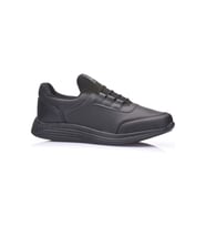 Günlük Erkek Yetişkin Sneaker Büyük Numara Spor Ayakkabı Lastik Bağcıklı 110C (Siyah-Siyah)
