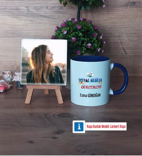 Sosyal Bilgiler Öğretmeni Fotoğraflı Dekoratif Taş, Kupa Bardak Beyaz Hediye Öğretmenler Günü Hediyesi (Model 3)