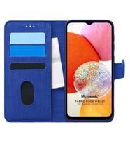 Microsonic Samsung Galaxy A14 Kılıf Fabric Book Wallet Siyah (Lacivert)