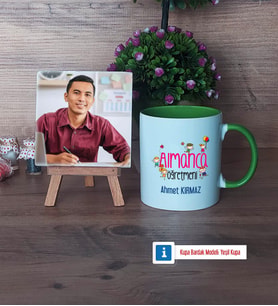 Almanca Öğretmeni Fotoğraflı Dekoratif Taş, Kupa Bardak Beyaz Hediye (Model 14)