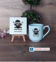 Erkek Kuaförü Dekoratif Taş, Kupa Bardak Kırmızı Hediye (Model 4)