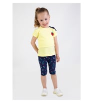 Kız Bebek Kaprili Kısa Kollu Apolet Baskılı Yazlık Basic Alt-Üst Takım 6-24 ay (Sarı)