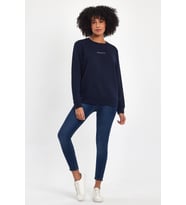 Kadın Bisiklet Yaka Rahat Kalıp 3 iplik Kalın Orta Brooklyn Nakışlı Sweatshirt SPR24SWk34 (Lacivert)