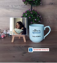 Matematik Öğretmeni Fotoğraflı Dekoratif Taş, Kupa Bardak Beyaz Hediye Matematik Öğretmenine Hediye (Model 5)