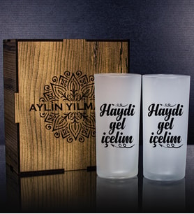 eJOYA Kişiye Özel Kutusunda 2'li Rakı Bardağı Hediye Seti 107211 (Mavi)