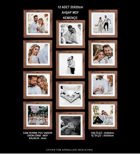 12 Adet 20x20 Çerçeve - Mdf Çerçeve - Kare Fotoğraf Çerçevesi (Kahverengi)