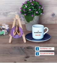 Odyometrist Türk Kahvesi Fincanı Ahşap Altlıklı ve Fotoğraflı Ahşap Anahtarlık Hediye (Model 4)