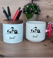 Sevimli Panda Hediye Sepeti Kupa Bardak T Kulplu, Kalemlik Hediyeleri Arkadaşa Doğum Günü Hediyesi (Model 1)