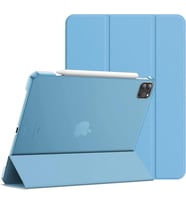 Apple iPad Pro 12.9 4. Nesil 2020 Kılıf PU Deri Smart Standlı Case A2229 A2069 A (Mavi)