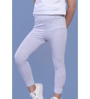 Toontoy Kız Çocuk Kedi Nakışlı Tayt ( Gri-Melanj)