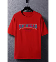 Unisex State Of Michigan Baskılı T-shirt (Kırmızı)
