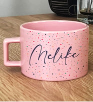 Kişiye Özel İsme Özel Hediye Pastel Fincan Puantiyeli Doğum Günü Hediyesi (Pembe)