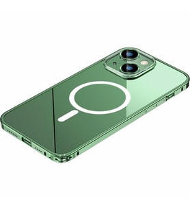 Logis İphone 14 Kamera Korumalı Magsafe Kablosuz Şarj Uyumlu Renkli Şeffaf Kılıf (Yeşil)