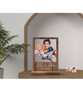 BK Gift Kişiye Özel Sevgililer Karikatürlü Ahşap Standlı Biblo, Sevgililer Günü Hediyesi, Doğum Günü Hediyesi, Yıl Dönümü Hediyesi-1 (Model 8)