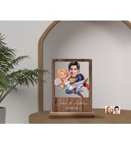 BK Gift Kişiye Özel Sevgililer Karikatürlü Ahşap Standlı Biblo, Sevgililer Günü Hediyesi, Doğum Günü Hediyesi, Yıl Dönümü Hediyesi-1 (Model 8)