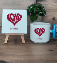Love Sevgili Hediye Seti Kupa Bardak T Kulplu ve Dekoratif Taş Sevgiliye Sevgililer Günü Hediyesi (Model 3)