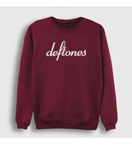 Presmono Unisex Beyaz Logo Deftones Sweatshirt 139128tt (Bordo)