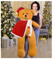 130 cm Yılbaşı Şapkalı  ve  Pelerinli Noel Ayıcık (Kahverengi)