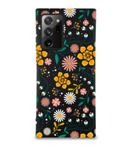 PrinfiFy Samsung Galaxy Note 20 Plus Uyumlu Lansman Kılıf Çiçek Tasarımlı İçi Kadife Kapak (Siyah)