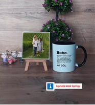 Baba Fotoğraflı Dekoratif Taş, Kupa Bardak Beyaz Hediye (Model 11)