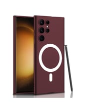 Galaxy S23 Ultra Kılıf Wireless Şarj Özellikli Zore Kıpta Magsafe Silikon Kılıf (Bordo)