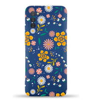 PrinfiFy Samsung Galaxy A02s Uyumlu Lansman Kılıf Çiçek Tasarımlı İçi Kadife Kapak (Lacivert)