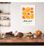 Tekli Ahşap Lamine Çerçeveli Mdf Tablo Hello Fruit Greyfurt (Beyaz)