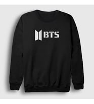 Presmono Unisex Beyaz Logo Bts Sweatshirt 22398tt (Siyah)