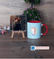 Unicorn Fotoğraflı Dekoratif Taş, Kupa Bardak Beyaz Hediye (Model 2)