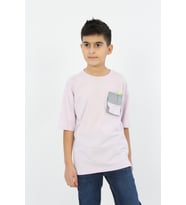 Toontoy Erkek Çocuk Göğsü Cepli Tişört (Açık Lila)