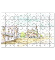 Cakapuzzle Avrupa Kasabası Kilise ve Binalar Çizim Puzzle Yapboz MDF (Ahşap) (1000 Parça)