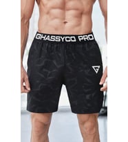 Ghassy Co. Erkek Runnig Pro Elastik Bel Nefes Alabilen Koşu Fitness Spor Şortu (Siyah)