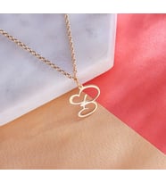 Kişiye Özel 925 Ayar Gümüş Kalp Detaylı Harf Kolye (Gold)