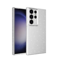 Galaxy S24 Ultra Kılıf Kamera Korumalı Simli Lüks Koton Kılıf (Gümüş)