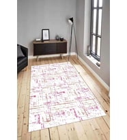 Dijital Baskılı Yıkanabilir Kaymaz Modern Renkli Salon Halısı Mutfak Halısı Yolluk ND-HY-1004 (Pembe)