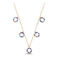 Karışık Zirkon Taşlı Halka Sallantılı Şans Kolyesi (Rose)
