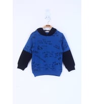 Toontoy Erkek Çocuk Yazı Baskılı Sweatshirt (Saks)