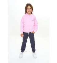 Toontoy Kız Çocuk Kapüşonlu Göğsü Yazı Baskılı Eşofman Takım (Açık Pembe)