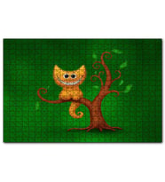 Cakapuzzle Ağaç Üzerinde Cheshire Kedisi Görseli  Puzzle Yapboz MDF (Ahşap) (500 Parça)