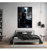 Metal Çerçeveli Temperli Cam Tablo Film Karakteri Batman (Siyah)