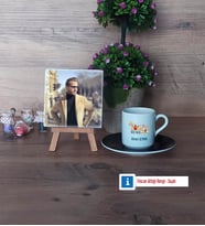 Tarih Öğretmenine Hediye Fotoğraflı Dekoratif Taş, Ahşap Altlıklı Türk Kahvesi Fincanı Hediye Öğretmenler Günü Hediyesi (Model 7)